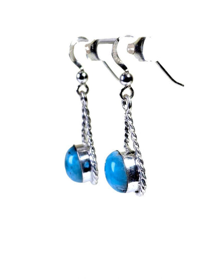 Sterling Silver Nice Blue Larimar Stone Handmade Dangle Earring