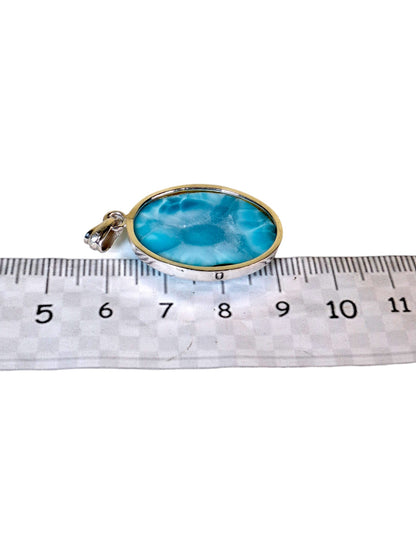 2.2 "in. Dominican Deep Blue Larimar Stone Pendant Handmade