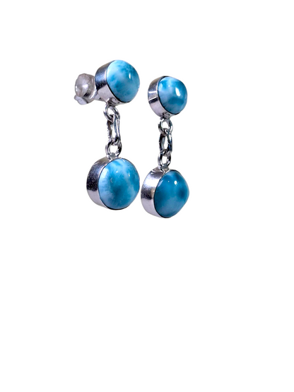 Sterling Silver Nice Blue Larimar Stone Handmade Dangle Earring