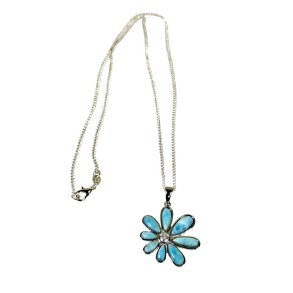 Dominican Nice Blue Larimar Stone Pendant Necklace Handcrafted