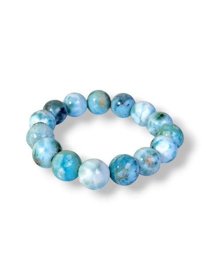 Natural Blue Larimar Stone Handmade Round Bracelet