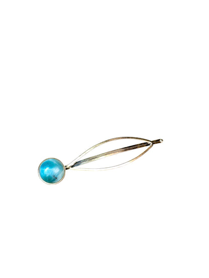Stainless Steel Nice Blue Larimar Stone Handmade Hair Clip