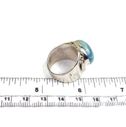 Solid Sterling Silver Dominican Blue Larimar Stone Handmade Ring
