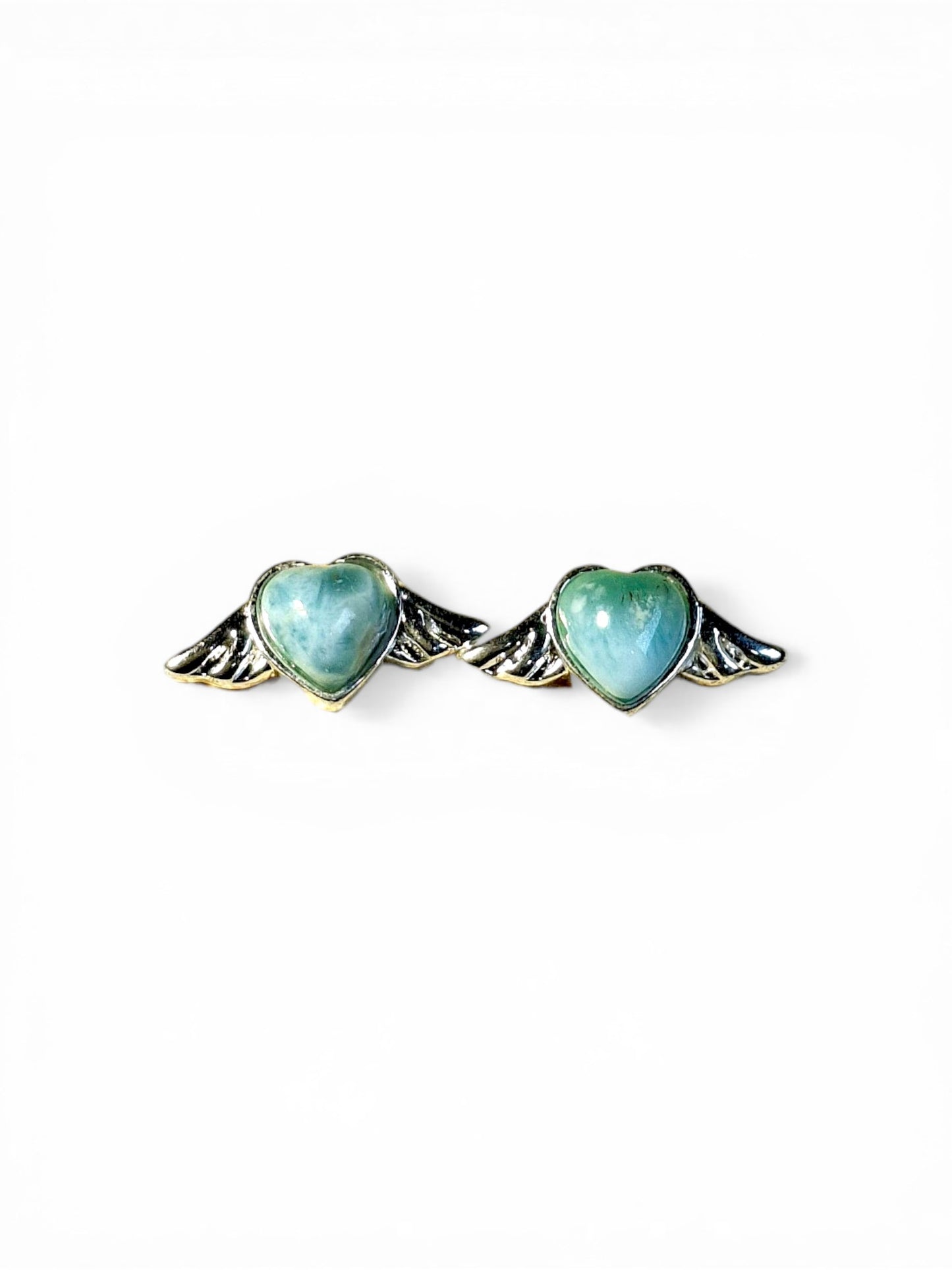 Sterling Silver Nice Blue Larimar Stone Handmade Studs Earring