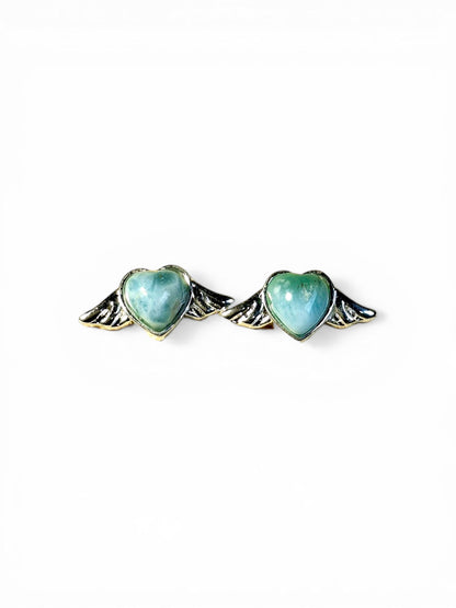 Sterling Silver Nice Blue Larimar Stone Handmade Studs Earring