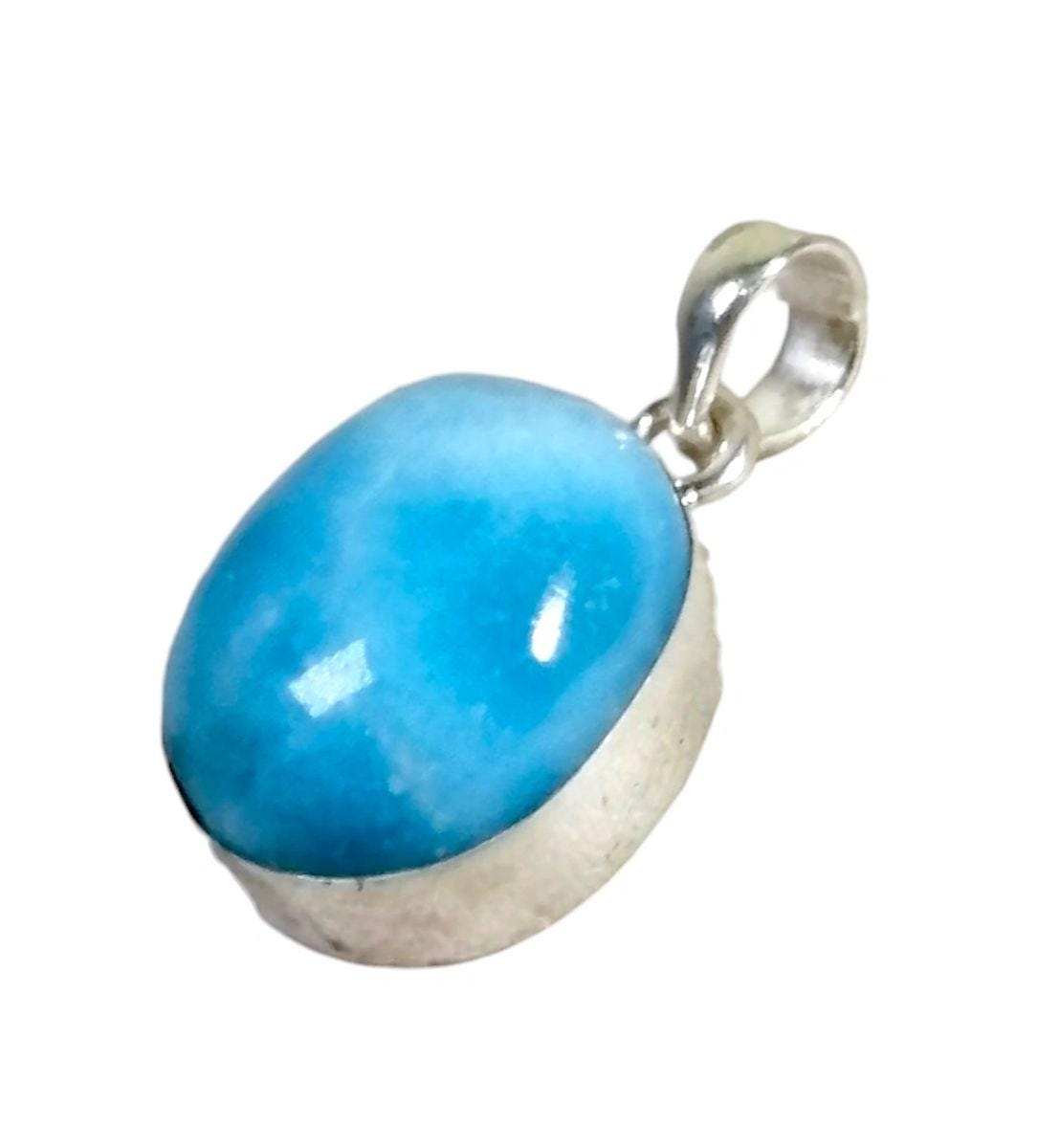 1 "in. Dominican Nice Sky Blue Larimar Stone Pendant Handmade