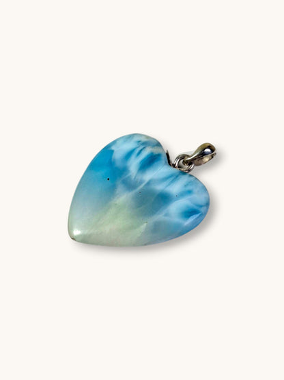 1.6 "in. Heart Dominican Blue Larimar Stone Pendant Handmade