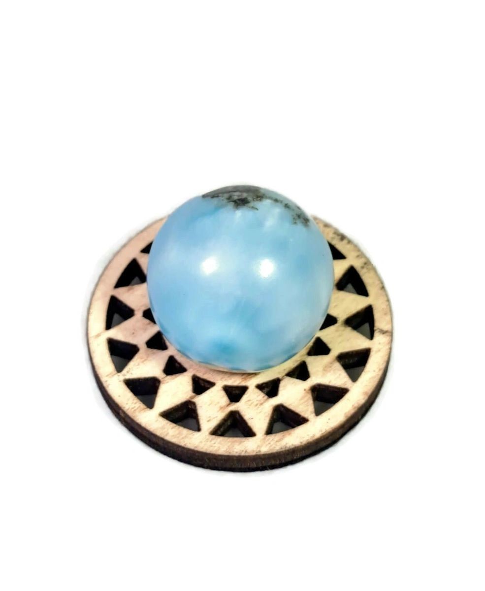 29 mm Round Natural Dominican Blue Larimar Stone Sphere Healing Energies