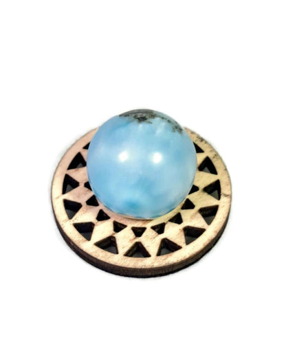 29 mm Round Natural Dominican Blue Larimar Stone Sphere Healing Energies