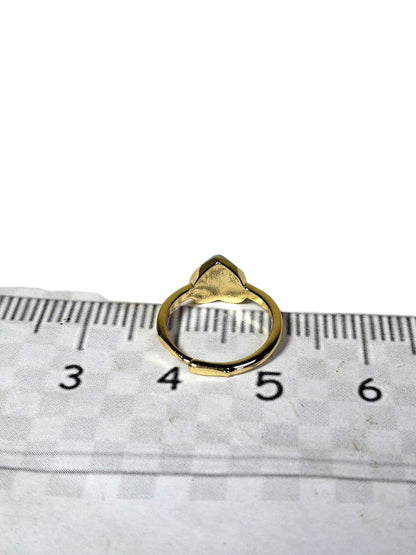 Stainless Steel w/ Gold Plate Heart Dominican Blue Larimar Stone Ring