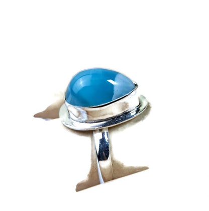 Solid Sterling Silver Dominican Blue Larimar Stone Handmade Ring