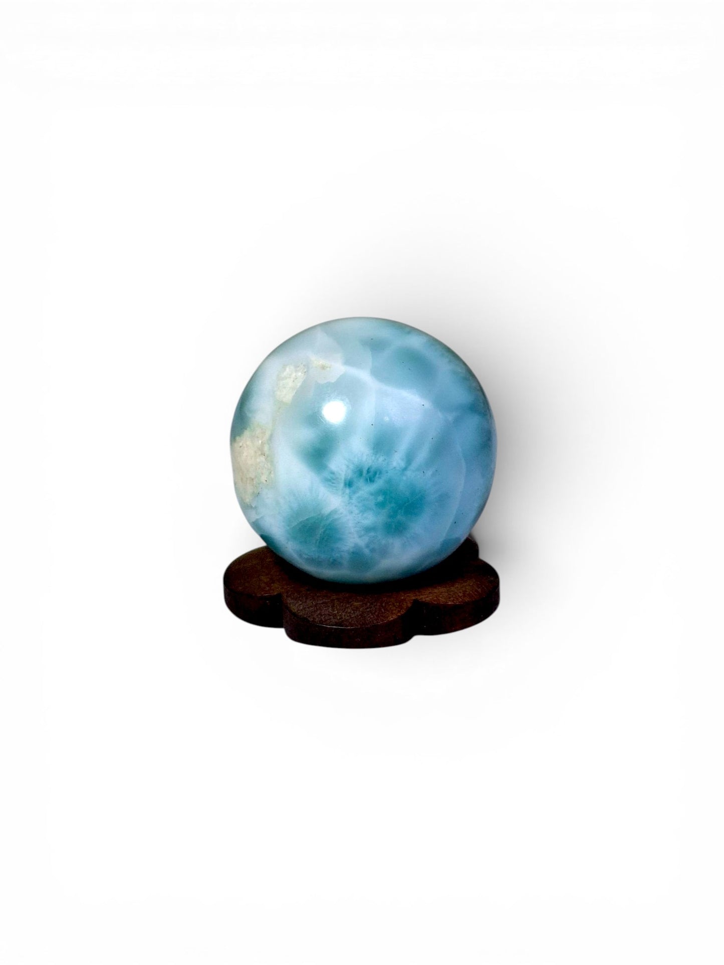 27 mm Round Natural Dominican Blue Larimar Stone Sphere Healing Energies