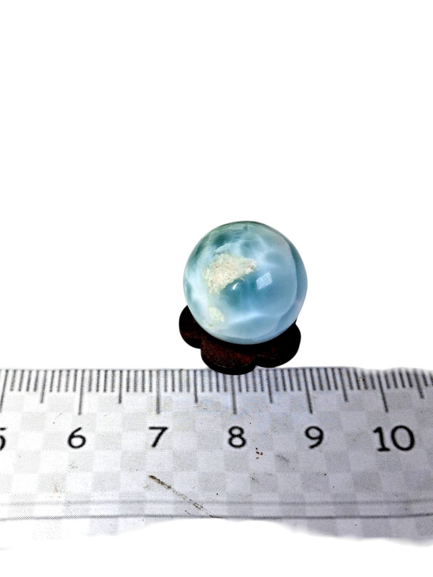 27 mm Round Natural Dominican Blue Larimar Stone Sphere Healing Energies