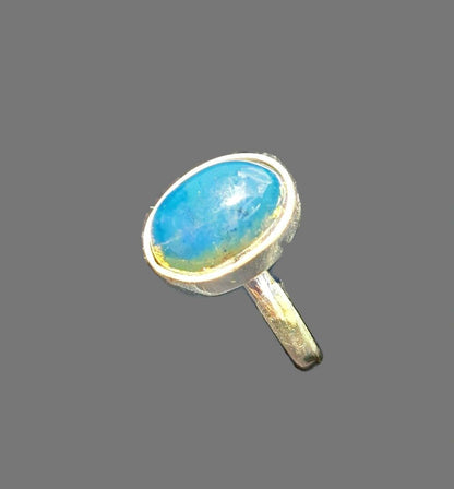 Sterling Silver Beautiful Dominican Blue Amber Stone Ring Handmade