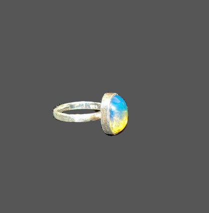 Sterling Silver Beautiful Dominican Blue Amber Stone Ring Handmade