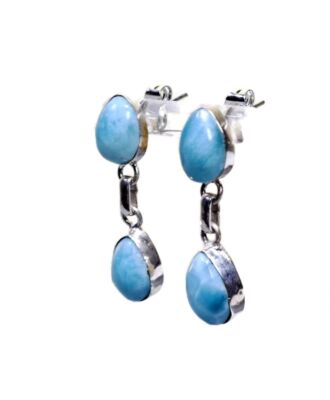 Sterling Silver Nice Blue Larimar Stone Handmade Dangle Earring