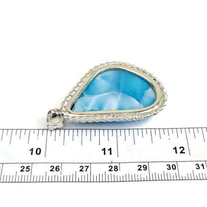 2 "in. Dominican Nice Deep Blue Larimar Stone Pendant Handmade