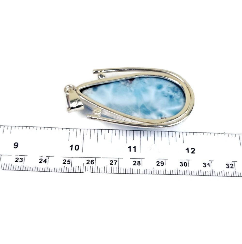 2.5 "in. Big Dominican Nice Blue Larimar Stone Pendant Handmade