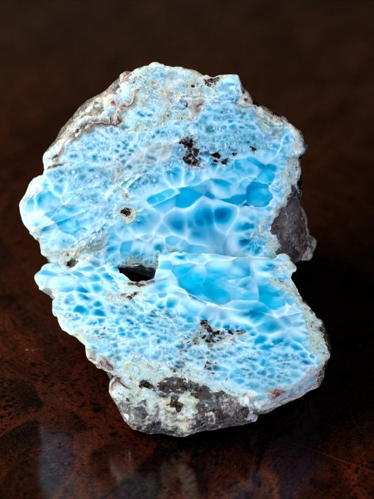 540g Dalle de Larimar Naturel Poli Spécimen Rare Pectolite Bleue Dominicaine
