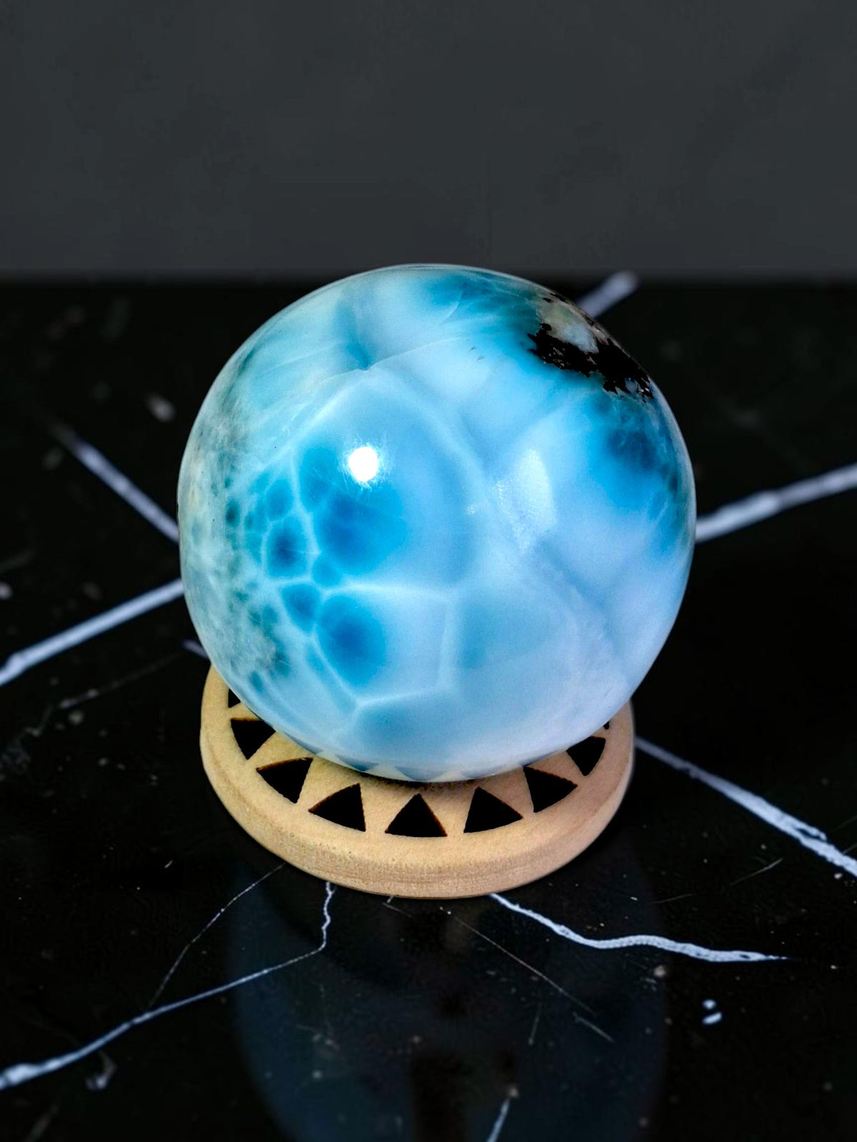 Top Blue Larimar 40 mm Sphere Dominican Ball Healing Energy Crystal
