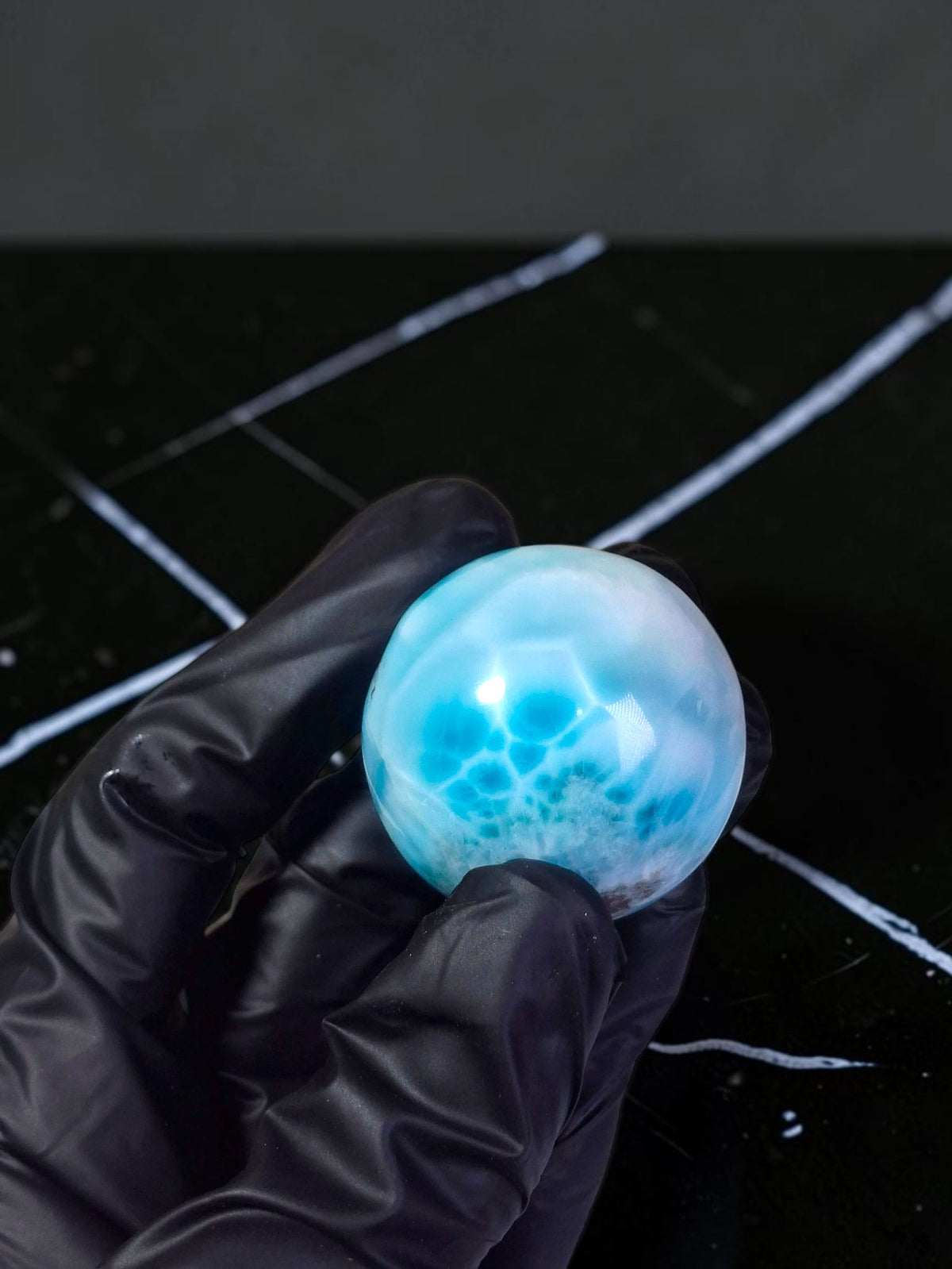 Top Blue Larimar 40 mm Sphere Dominican Ball Healing Energy Crystal