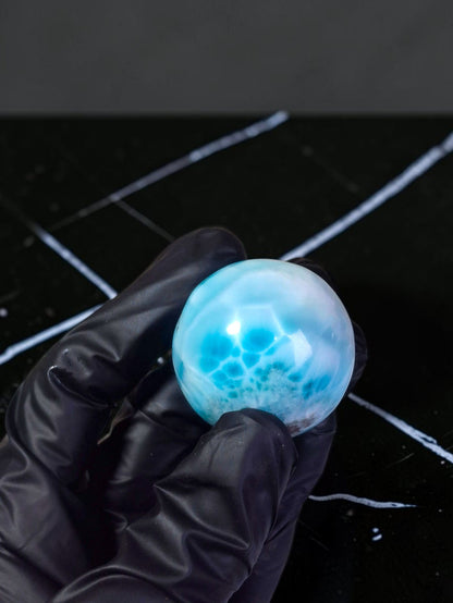 Top Blue Larimar 40 mm Sphere Dominican Ball Healing Energy Crystal