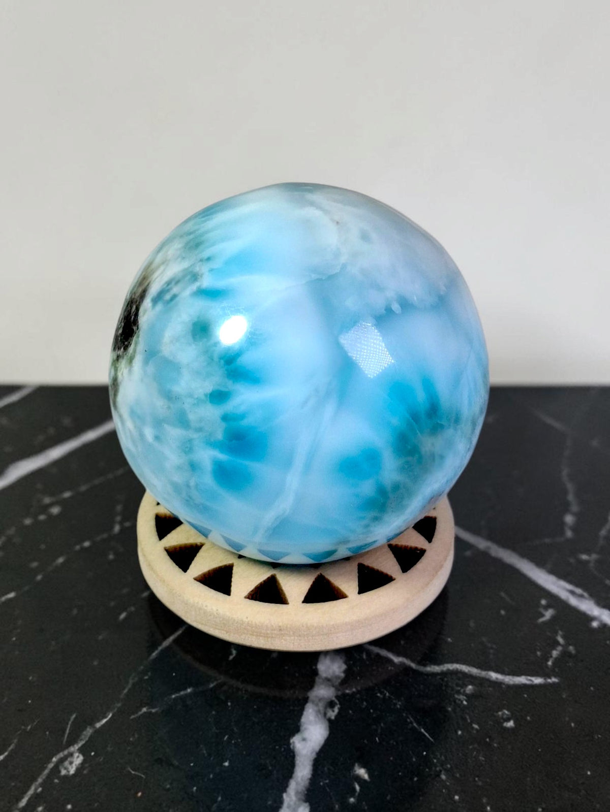 Top Blue Larimar 40 mm Sphere Dominican Ball Healing Energy Crystal