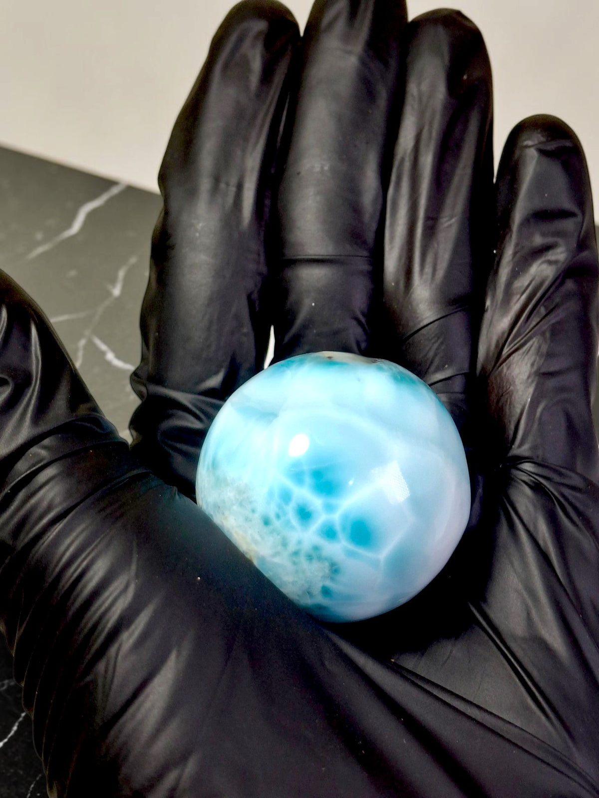 Top Blue Larimar 40 mm Sphere Dominican Ball Healing Energy Crystal