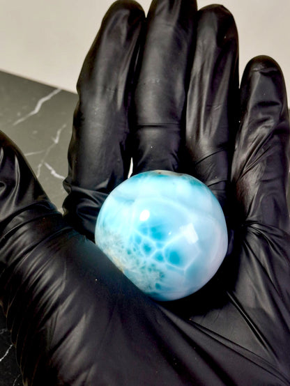 Top Blue Larimar 40 mm Sphere Dominican Ball Healing Energy Crystal