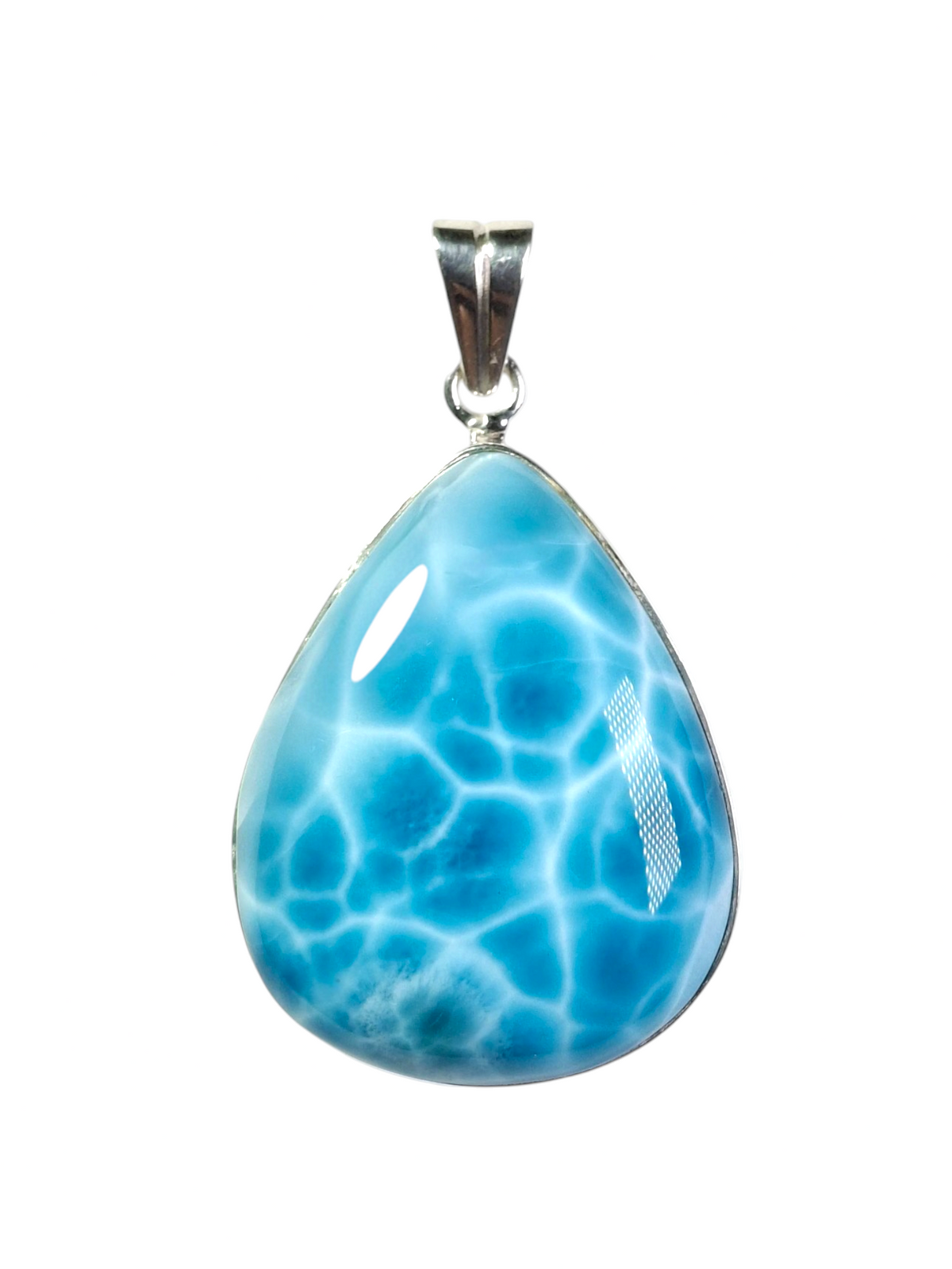 Top Natural Larimar Pendant 925 Silver  Dominican Deep Blue Gemstone