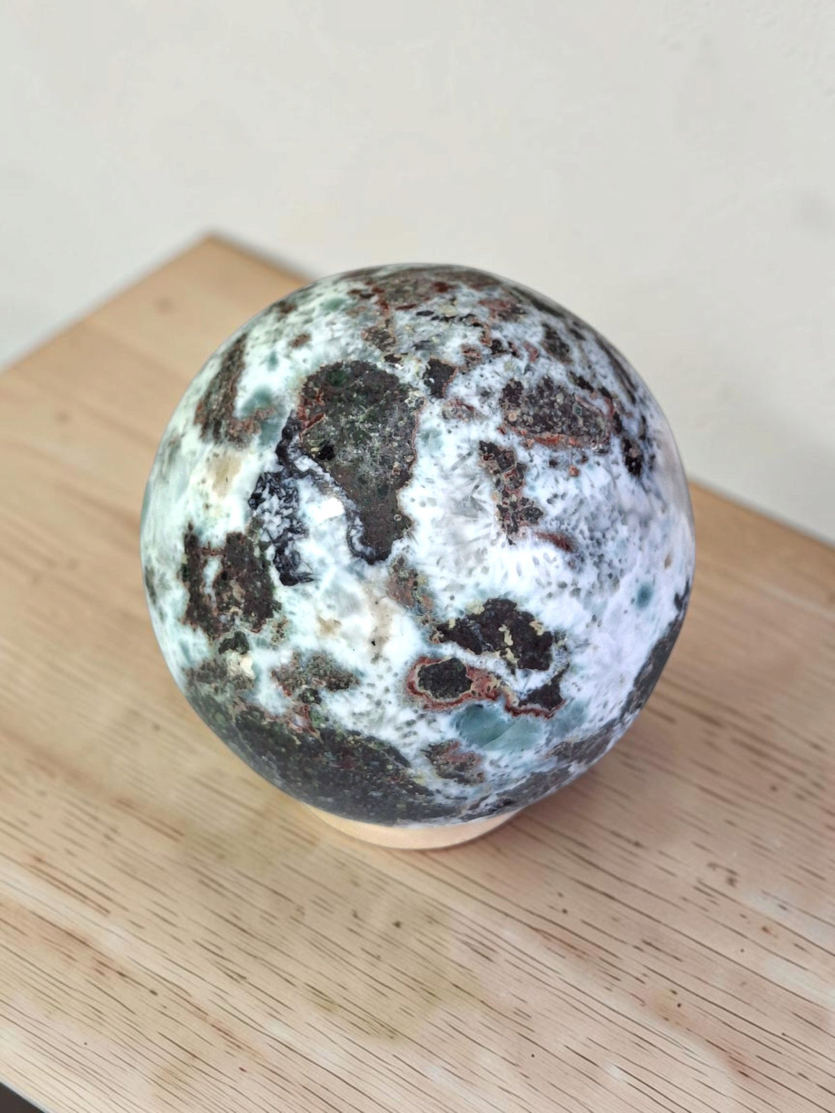 63 mm Larimar Polished Sphere Ball Dominican Blue Crystal Healing Display