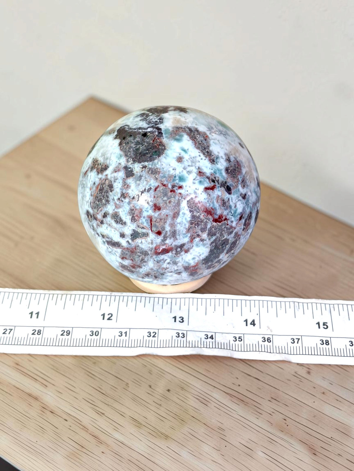 63 mm Larimar Polished Sphere Ball Dominican Blue Crystal Healing Display