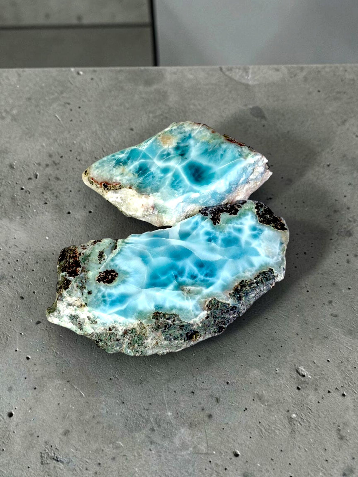 176 g Natural Larimar Raw Stone  Polished Specimen Rare Blue Pectolite Dominican