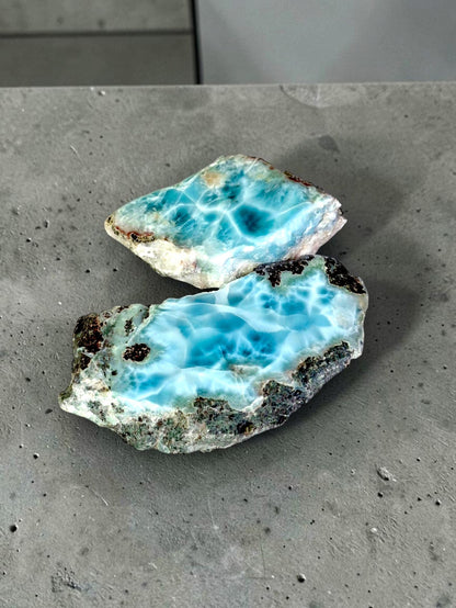 176 g Natural Larimar Raw Stone  Polished Specimen Rare Blue Pectolite Dominican