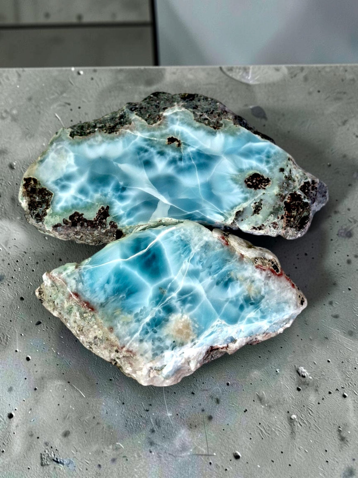 176 g Natural Larimar Raw Stone  Polished Specimen Rare Blue Pectolite Dominican