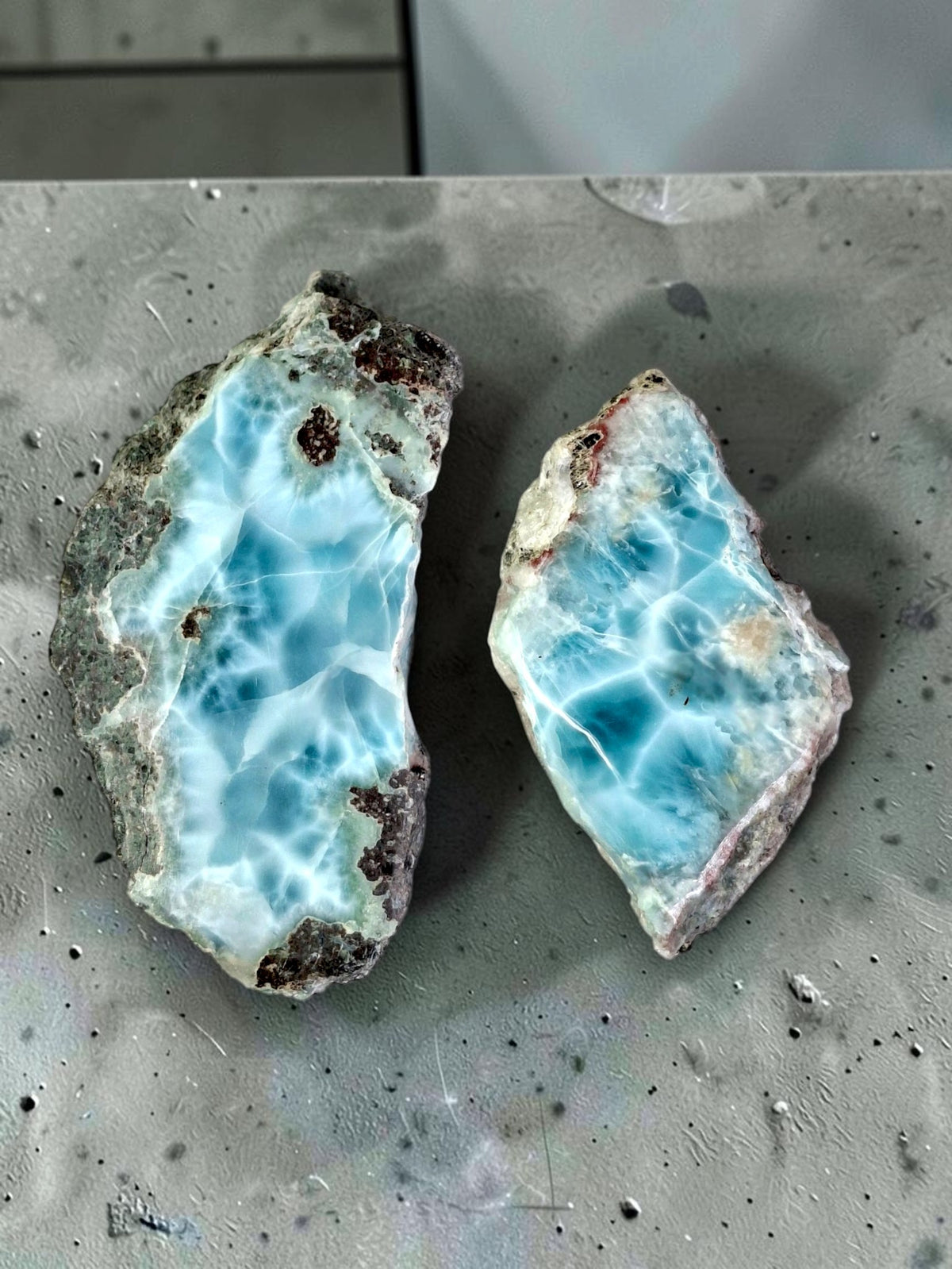 176 g Natural Larimar Raw Stone  Polished Specimen Rare Blue Pectolite Dominican