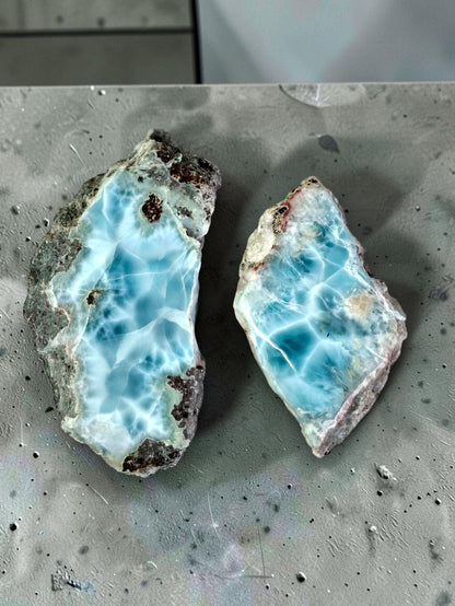176 g Natural Larimar Raw Stone  Polished Specimen Rare Blue Pectolite Dominican