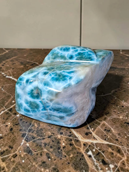 1555g Natural Dominican Larimar Polished Freeform Sculpture Caribbean Blue Stone