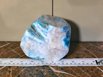 1555g Natural Dominican Larimar Polished Freeform Sculpture Caribbean Blue Stone