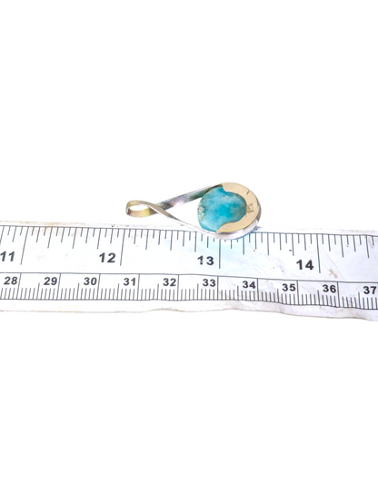 Larimar Pendant Sterling Silver  Natural Dominican Blue Gemstone Handmade