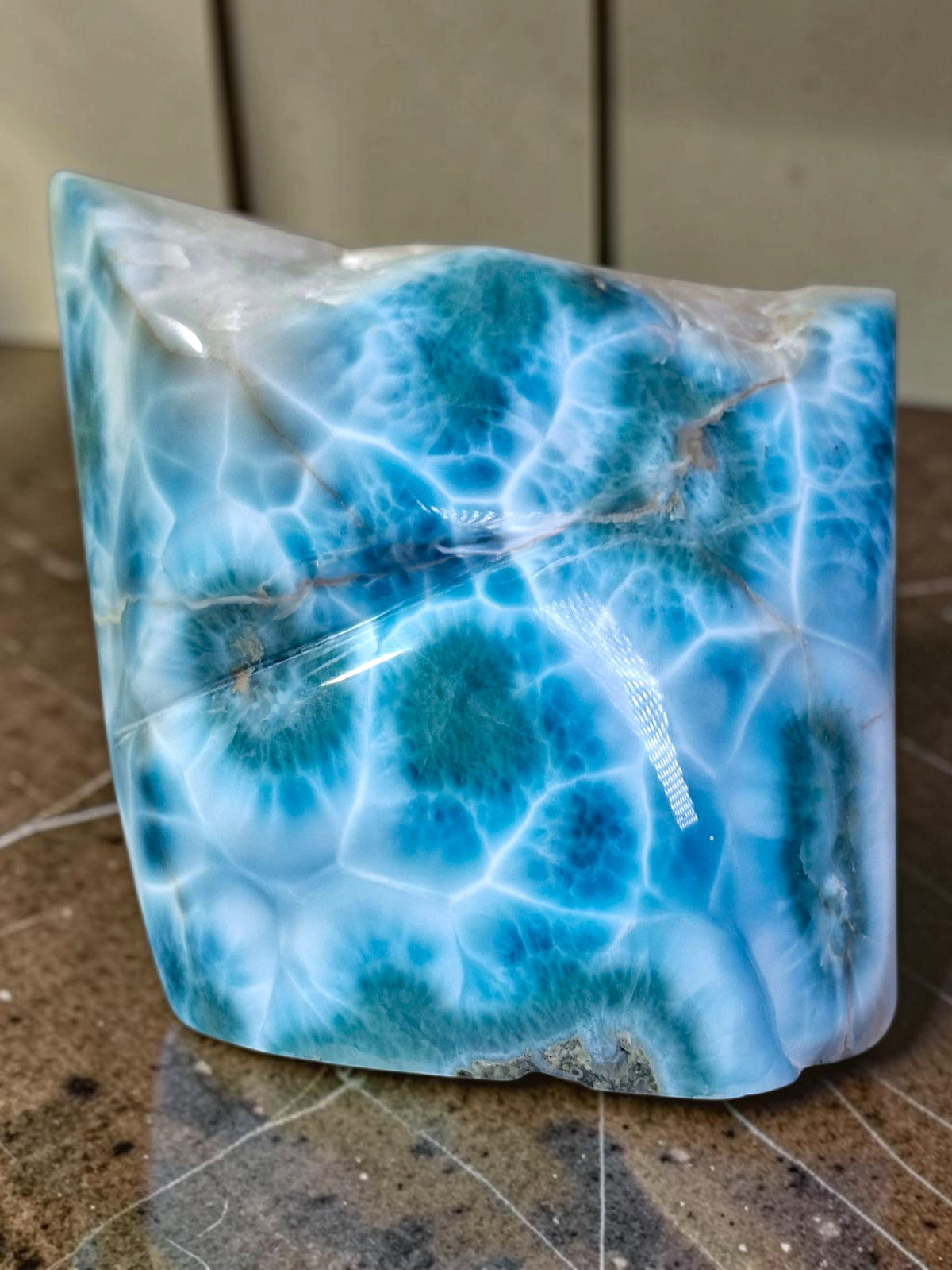 1555g Natural Dominican Larimar Polished Freeform Sculpture Caribbean Blue Stone