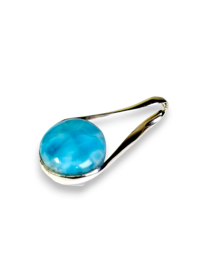 Larimar Pendant Sterling Silver  Natural Dominican Blue Gemstone Handmade