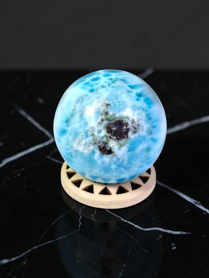 Top Blue Larimar 40 mm Sphere Dominican Ball Healing Energy Crystal