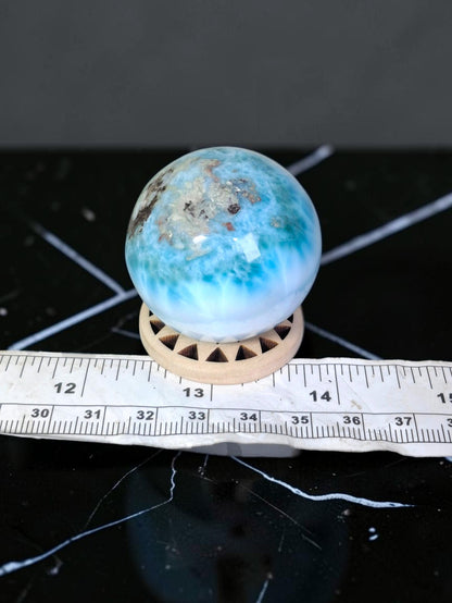 Top Blue Larimar 40 mm Sphere Dominican Ball Healing Energy Crystal