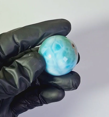 35 mm Larimar Polished Sphere Ball Dominican Blue Crystal Healing Display